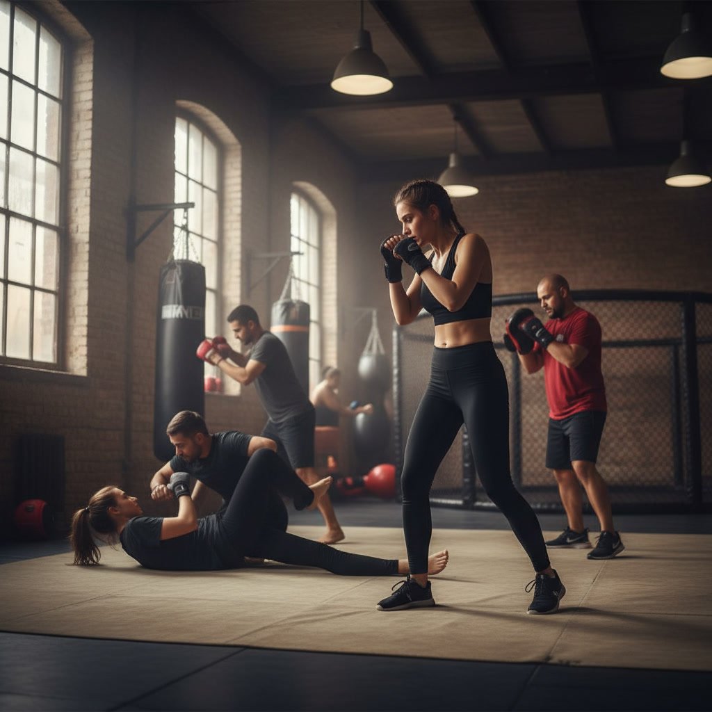 Beginner MMA training session at martial arts gym